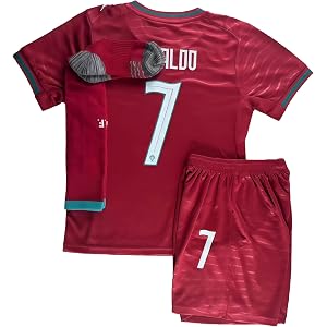 New Youth #7 Football Soccer Kids Jersey Shorts Socks Set Youth Sizes