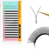 NAGARAKU YY Lash Extensions 0.07 D Curl 9mm 4D Premade Fans Matte Black | Handmade Crisscross Y Wispy Russian Volume Cluster, 12 Rows Faux Mink Lashes, Professional Salon Eyelash