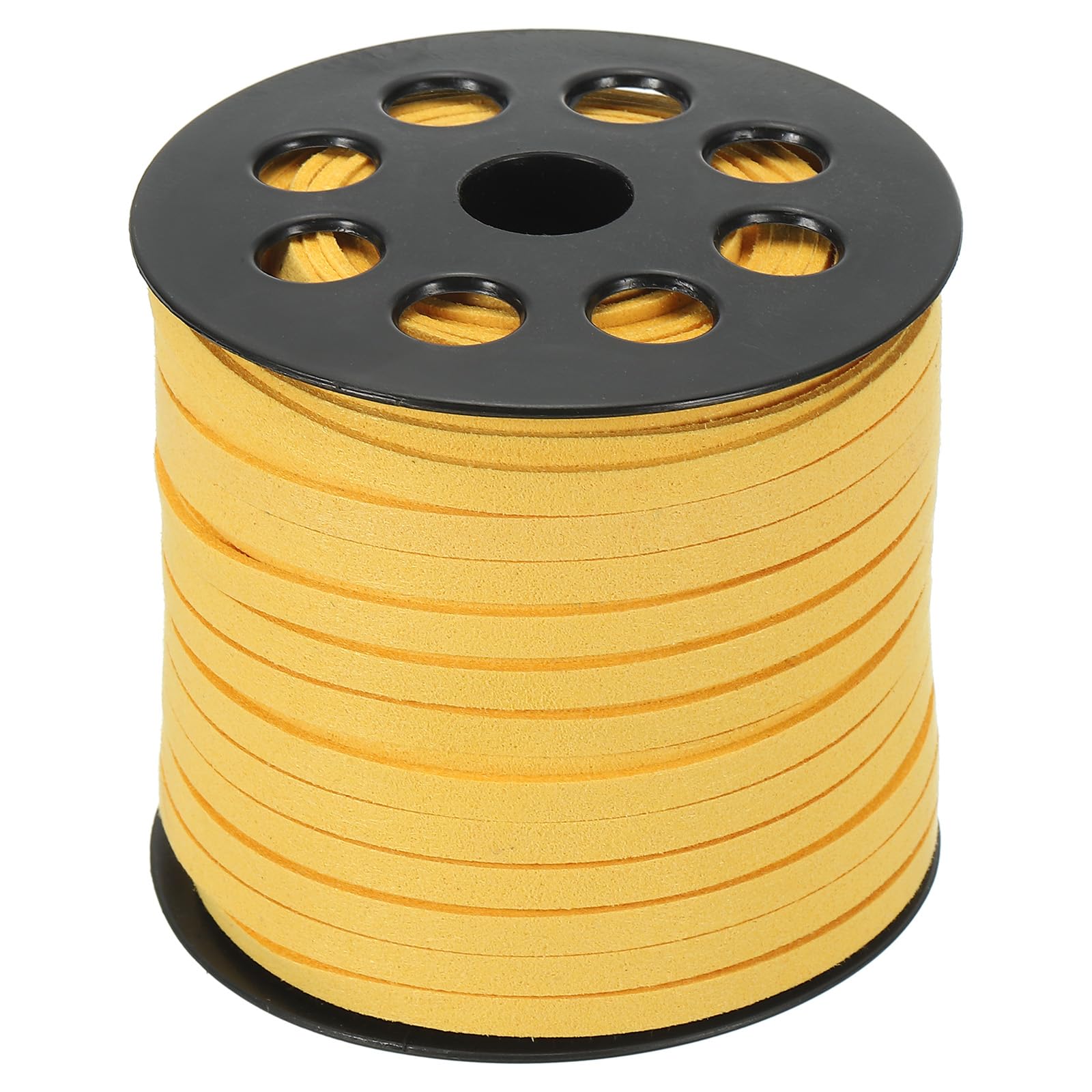 PATIKIL Suede Leather Cord 5 mm 50 Yard, Faux Suede Cord Flat Leather String with Roll Spool for Necklace Bracelet Beading Jewelry Making, yellow