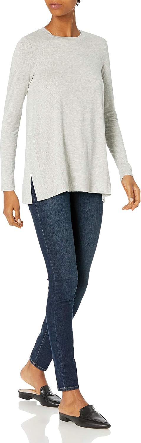  Brand - Daily Ritual Women's Soft Rayon Jersey Long-Sleeve Split-Hem Tunic: Clothing