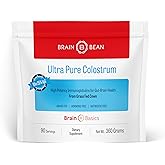 Brain Basics Ultra-Pure Colostrum, 4000mg per Serving, Min 25% IgG antibodies, Gut-Brain-Immune Health, Glowing Hair and Skin. Colostrum Powder from Grass-Fed Cows. 360 Grams - 90 Servings