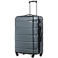 Coolife Luggage Expandable(only 28") Suitcase PC+ABS Spinner Built-In TSA lock 20in 24in 28in Carry on (Teal., M(24in).)