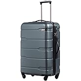 Coolife Medium Checked Luggage Hardside PC+ABS Suitcase with TSA Lock, Lightweight Rolling Carry On with Spinner Wheels(Teal, 24in)