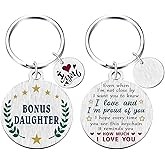 Yobent Bonus Daughter Gifts, I Love You Step Daughter Birthday Keychain Present, To My Proud Stepdaughter Key Chain Gift Ideas