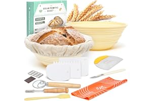 RAINDEE Sourdough Starter Kit Bread Baking Supplies, 9"Silicone Bread Proofing Baskets with 9 Other Bread Making Tool,Gift for Mother,Wife, and Any Baker.Complete Set for Bread Making With Essential Tools