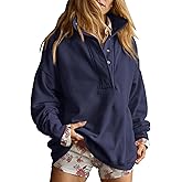 Gacaky Sweatshirt for Women Oversized Casual Long Sleeve Button Henley Neck Pullover Tops Fashion Outfits Clothes