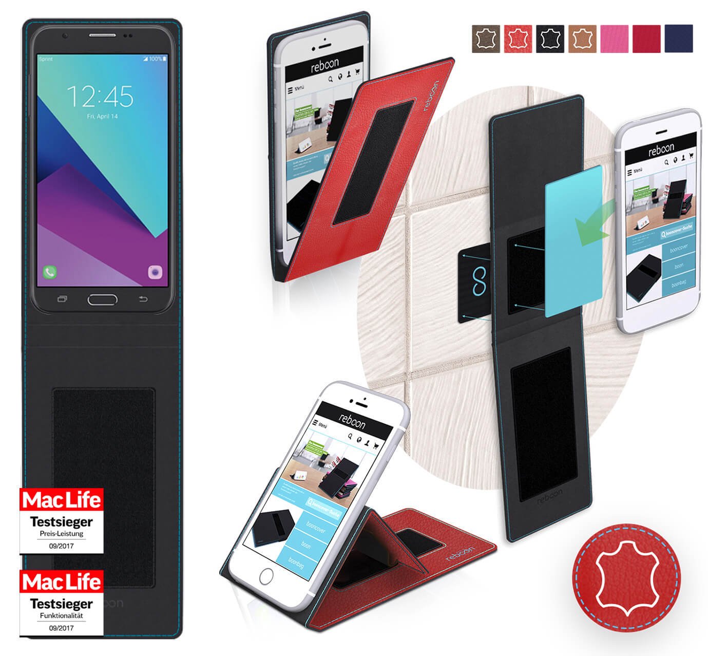 reboon Funda para Samsung Galaxy J7 Perx | in Rojo Cuero | Carcasa ...