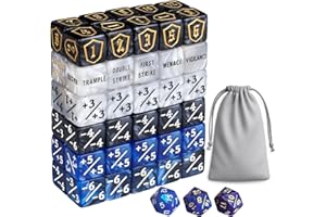 TIIXXE 63 PCS MTG Dice Counters Set, D6 MTG Tokens with Bulk Abilities Keywords and MTG Life Counters, Dice Set for TCG and Card Games