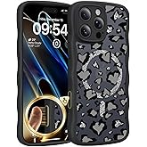 TAURI Magnetic for iPhone 16 Pro Case, Cute Wavy Design [Full Camera Protection] [Compatible with Magsafe] Anti-Slip Translucent Matte Case for iPhone 16 Pro for Women Girls, Leopard Black