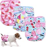 Grantop 3Pcs Washable Dog Nappies Sanitary Wraps Diapers Small Medium Large view 1