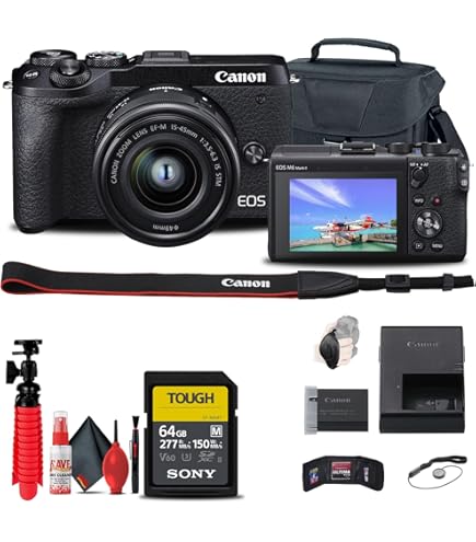 Canon EOS M6 Mark Ⅱ＋レンズEF-M 15-45mm Amazon.com : Canon Mirrorless Camera [EOS M6 Mark II] for