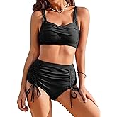 AI'MAGE Women High Waisted Bikini Sets Two Piece Swimsuits 2025 Twist Front Tummy Control Bathing Suits with Drawstring