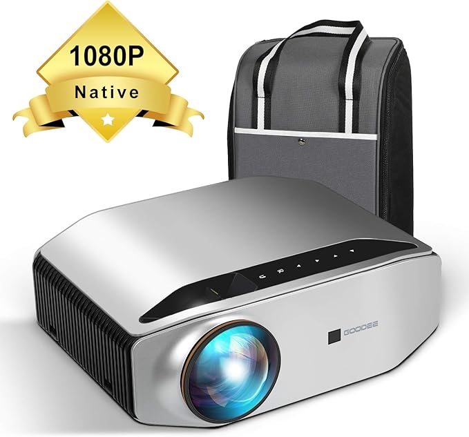 Native 1080P Projector, GooDee HD Video Projector 6800 Lux 300" Image