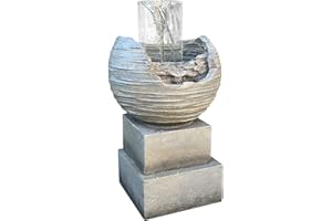 EASYGO PRODUCTS EasyGoProducts Vortex Rock Water Fountain with 6 LED Lights Fiberglass Resin Outdoor or Indoor Use 2 Lights - Large 36 Tall X 21 Wide