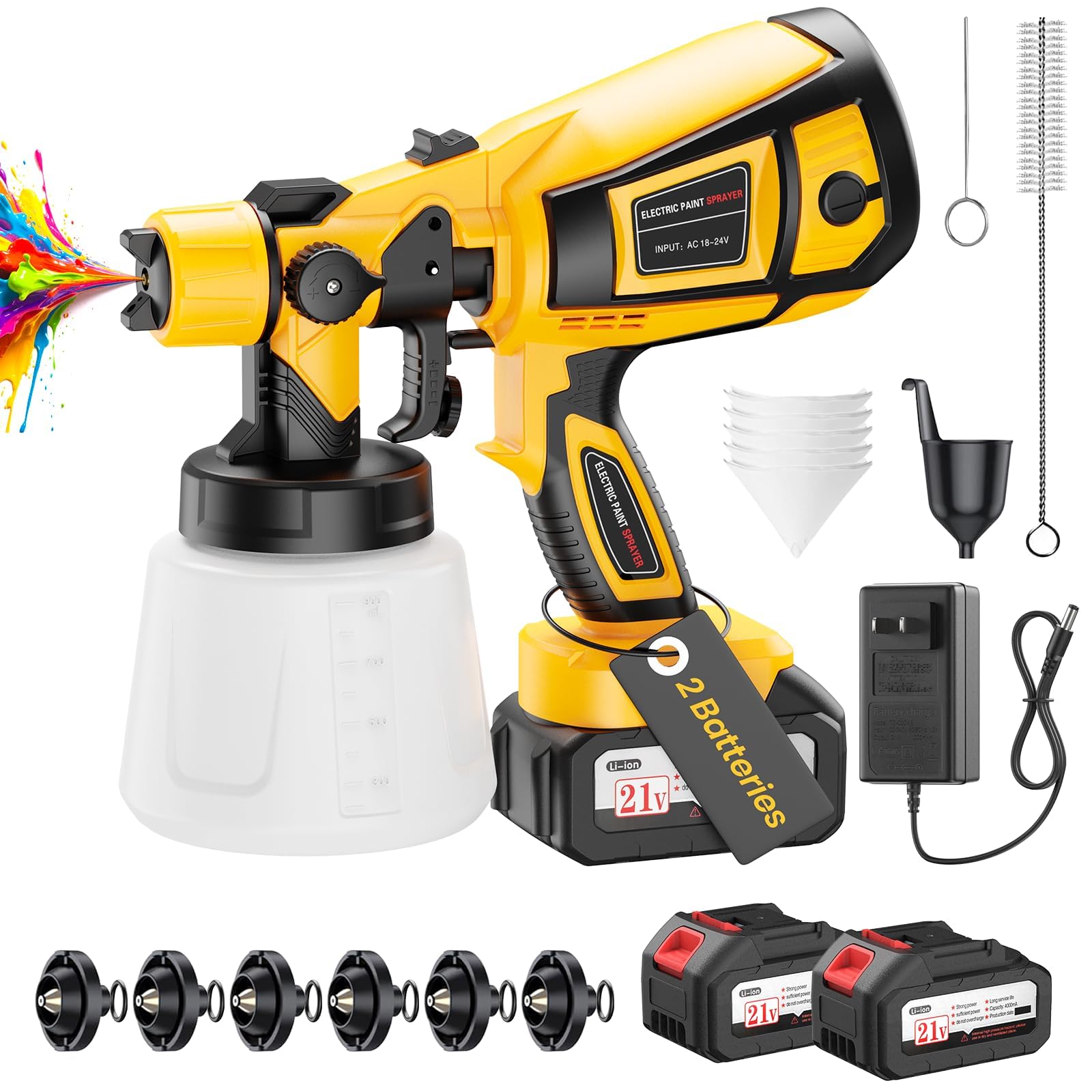 Photo 1 of ***MISSING PARTS***
Cordless Paint Sprayer with 650W Powerful Copper Motor, Sprayer Paint Gun with 6 Brass Nozzles, 2 Batteries & 1000ml (34oz) Container, Electric Paint Sprayer for House Painting Graffiti Fence Wall