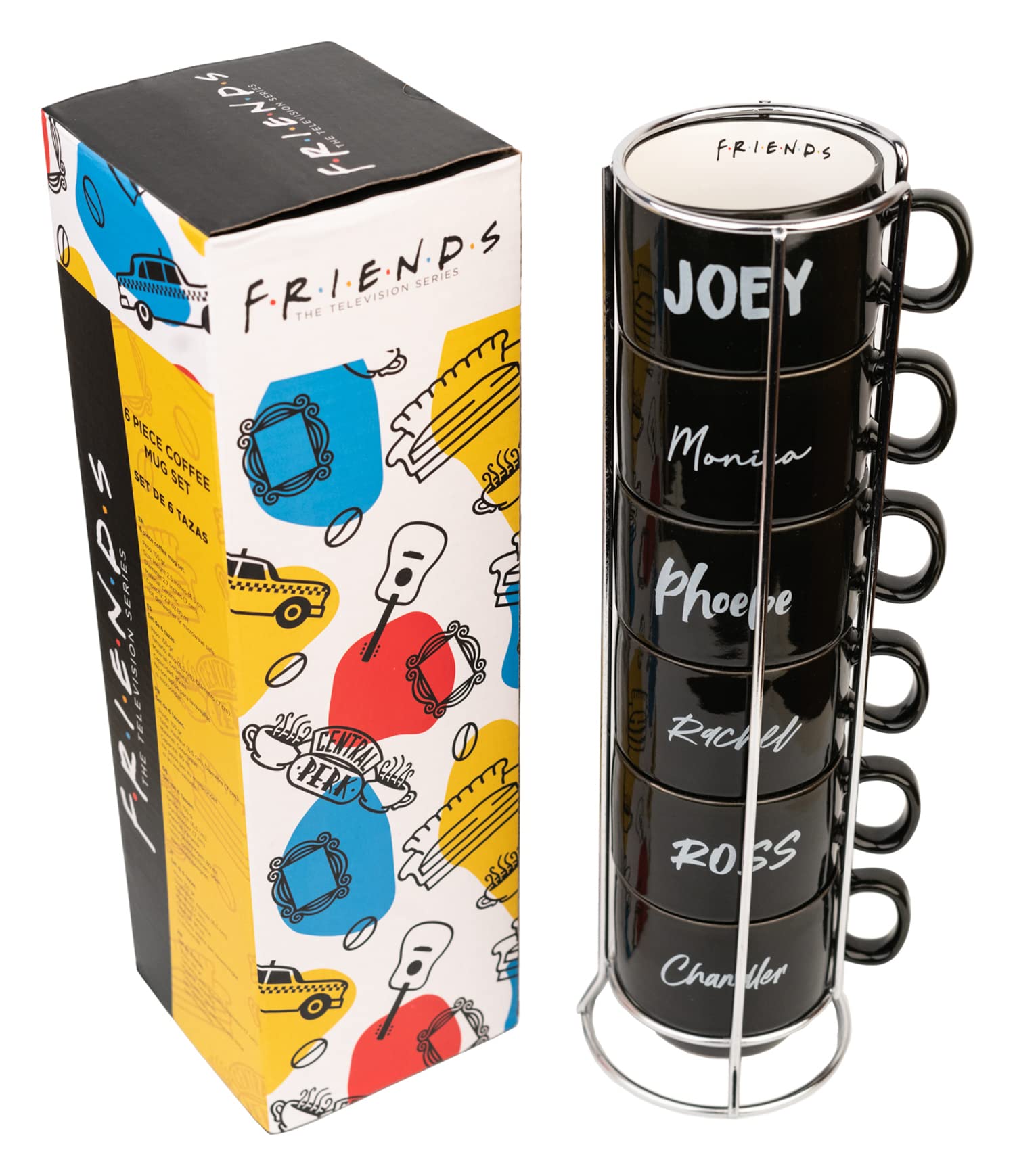 Grupo Erik Mugs Sets of 6 - Friends TV Show Gifts | Stacking Mugs with Stand 5.4 oz - 150ml Coffee Cups Espresso | Cool Gifts for Friends Merchandise