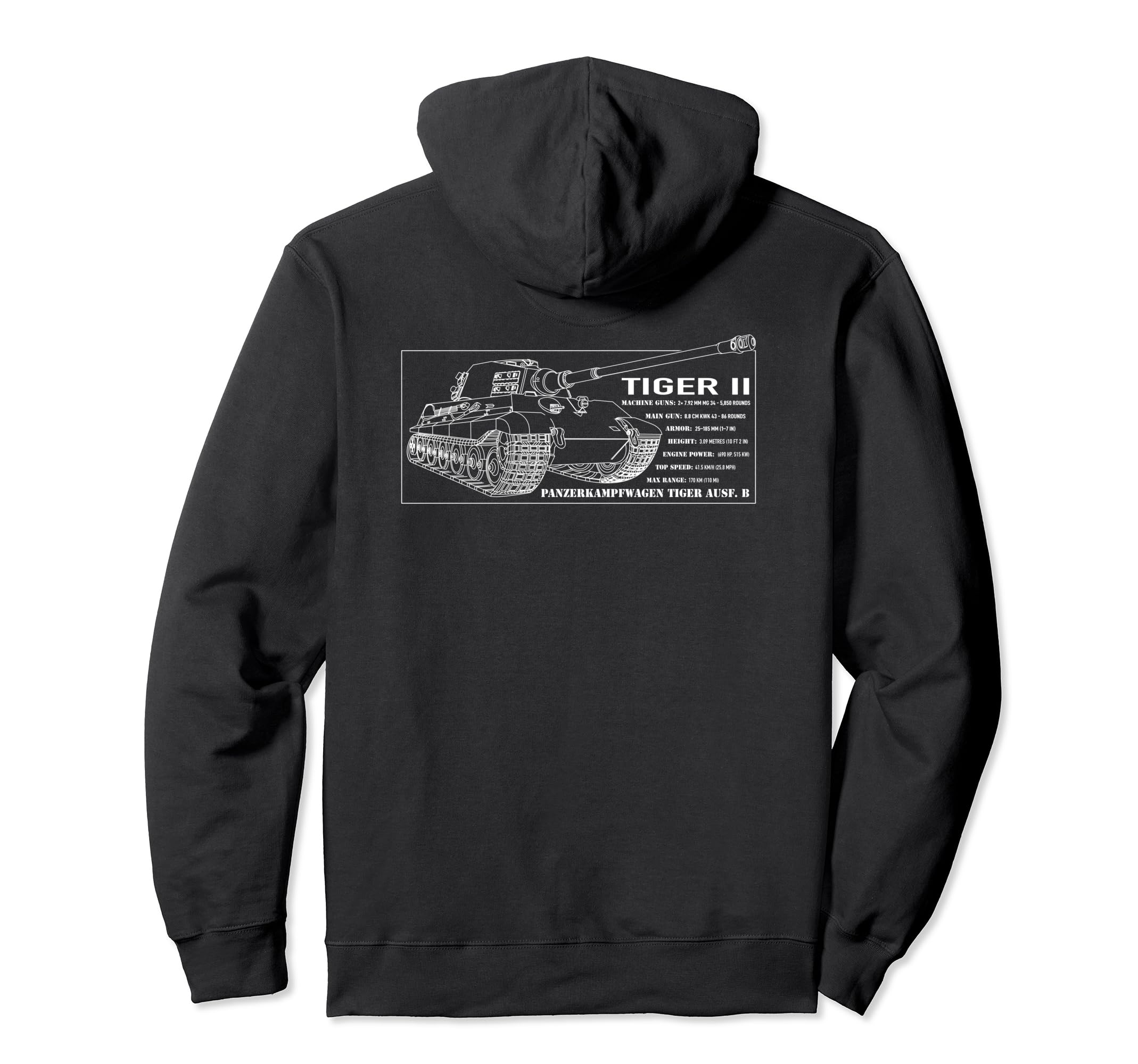 Tiger II WW2 German Panzer Tank Blueprint Pullover Hoodie