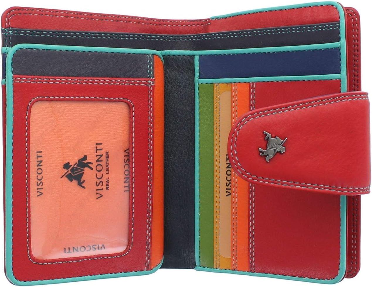 VISCONTI Spectrum Collection Leather Poppy Purse with Tab Closure & RFID Blocking SP31 Red - Image 3