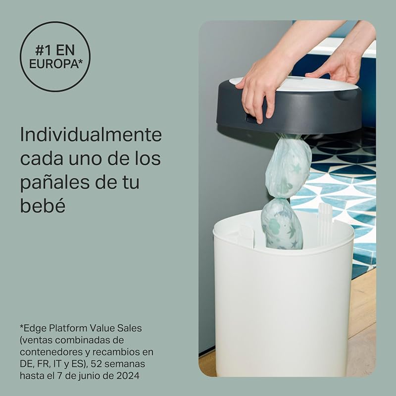 Tommee tippee - twist and click advanced diaper container, novo sistema ecológico, inclui 12 recargas com filme greenfilm, branco