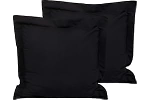 FLXXIE Microfiber European Pillow Shams Set of 2, Fade, Wrinkle and Shrinkage Resistant Soft Pillow Covers with Envelope Closure Euro Sham Covers (Black, 26x26 Inches)