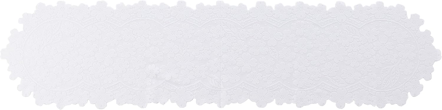 Heritage Lace Dogwood Table Runner, 14 by 53-Inch, White Lace, 134.62 x 35.56 x 0.32 cm, 134.62 x 35.56 x 0.3175 cm