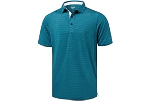 YAMXDM Polo Shirts for Men Short Sleeve Performance Moisture Wicking Business Casual Stylish Striped Tennis Mens Golf Shirts