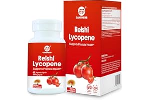 GANOHERB 100mg Lycopene Supplement Extract Capsule with 200mg Reishi Mushroom for Cellular Macular Support, Organic Rich Tomato Mushroom Complex Formula Vegan, Non-GMO Gluten-Free, 300mg 60 Caps