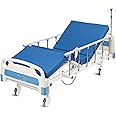 Real Relax Premium 2 Function Full Electric Hospital Bed, ICU Electric Medical Bed with 4 inch Foam Mattress & IV Pole, Dining Table Board and 5 inch Locking Casters, 530LBS Loading.