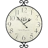 JUMBO DECOR Farmhouse Wall Clock, 17H&times;13.4D Inch, Wrought Iron Frame with Warm Gray Finish, Vintage Wall Clock Silent Battery Operated Wall Clocks for Home Living Room Kitchen Bedroom