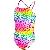 TENVDA Girls Swimsuit Summer Beach Sport Halter Bathing Suits One Piece Swimwear for 2-12 Years Old Kids