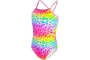 TENVDA Girls Swimsuit Summer Beach Sport Halter Bathing Suits One Piece Swimwear for 2-12 Years Old Kids