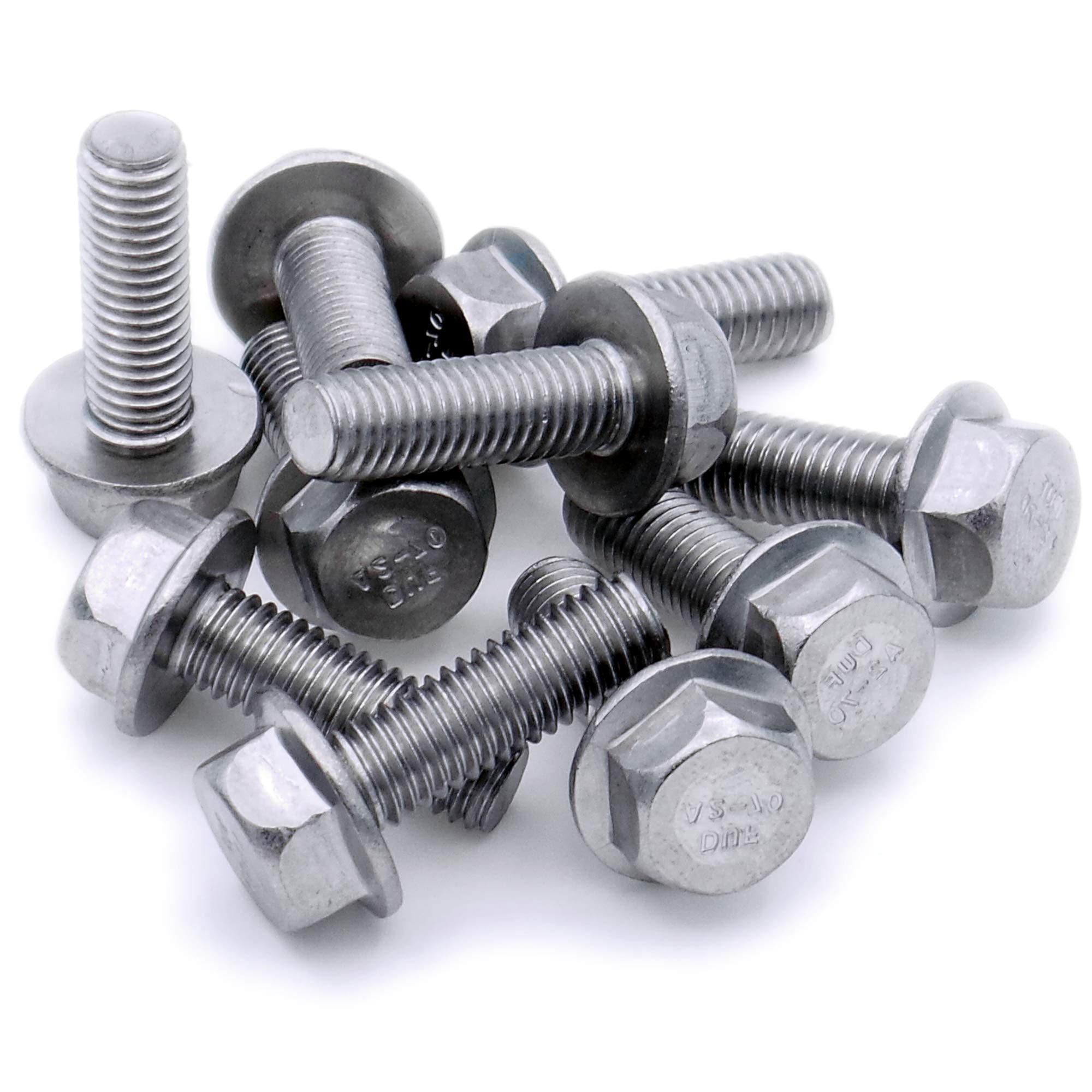 M5 (5mm x 35mm) Flanged Hex Bolt (Fully Threaded Setscrew) - Stainless Steel (A2) (Pack of 10)