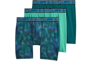 Jockey Men's Underwear Active Microfiber 9" Long Leg Boxer Brief - 3 Pack