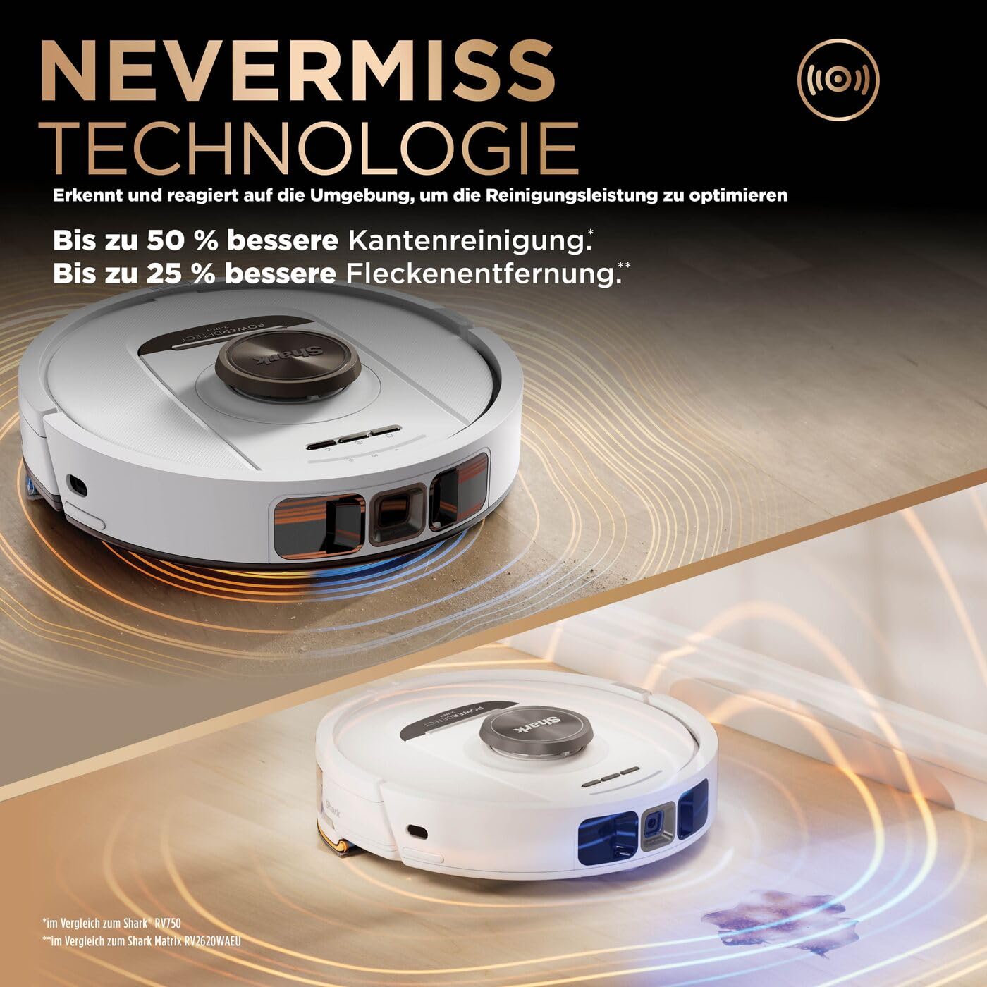 Shark PowerDetect 2-in-1 Saugroboter & Wischroboter, NeverTouch Pro 60-Tage-Selbstentleerung, selbständiges Nachfüllen & Reinigen, 3D-/ LiDAR-Navigation, NeverStuck, App-Steuerung, Weiß RV2800ZEEUWH 3