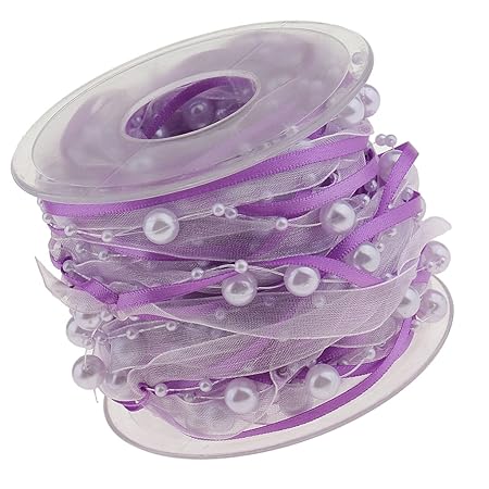 Sharplace 10meter Organzaband Perlenband Perlengirlande Perlenkette - Lila, one size