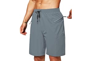 Rancoto Mens Swim Trunks Board Shorts with Liner for Men Swimsuit Bathing Suit Shorts with Zipper Pockets Light Grey Large