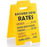XLIUAX Funny Answer Desk Rates Sign, Team Office Gag Gifts Office Desk Sign Cubicle Decor Cool Work Accessories for Coworker Teammate Employee Boss Manager Supervisor White Elephant Gifts