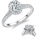 AGRULE Moissanite Engagement Ring, D Color VVS1 Clarity, 1.2-1.7CT, 925 Sterling Silver with 18K White Gold Plated, Cushion/Heart/Oval/Princess Cut Promise Rings for Women