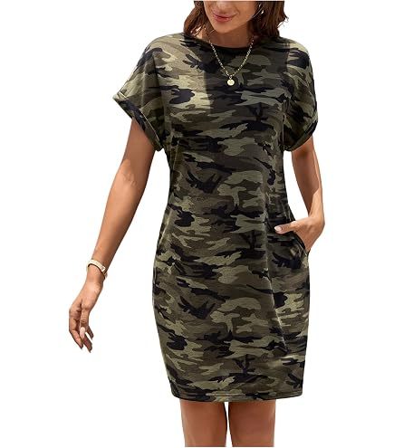 camouflage mini dress Cheroma Women's Camo Print Sleeveless V Neck Cargo Dress, Green, M NeckHalterPocketsmZip FrontStretchLength Measured Flat Prom Dresses, Wedding Dresses Size:33 SHORT _tab1_about-adrianna-papell