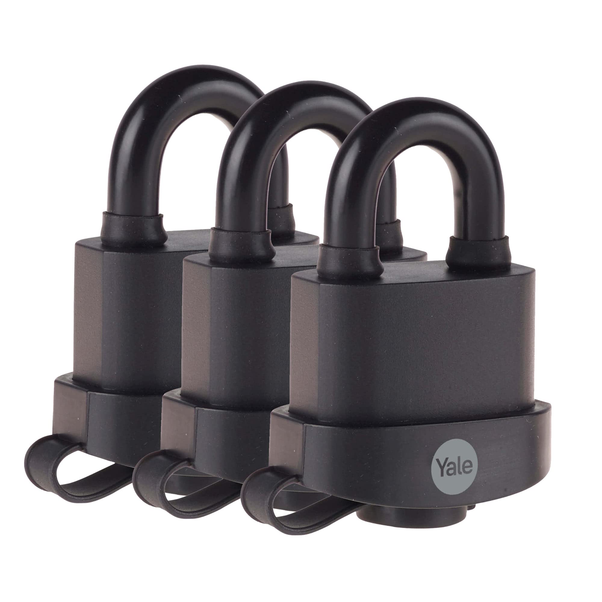 Yale - Y220B/51/118/3 High Security 51mm Weatherproof Padlock, Pack of 3 - Open Hardened Steel Shackle - 3 Keys