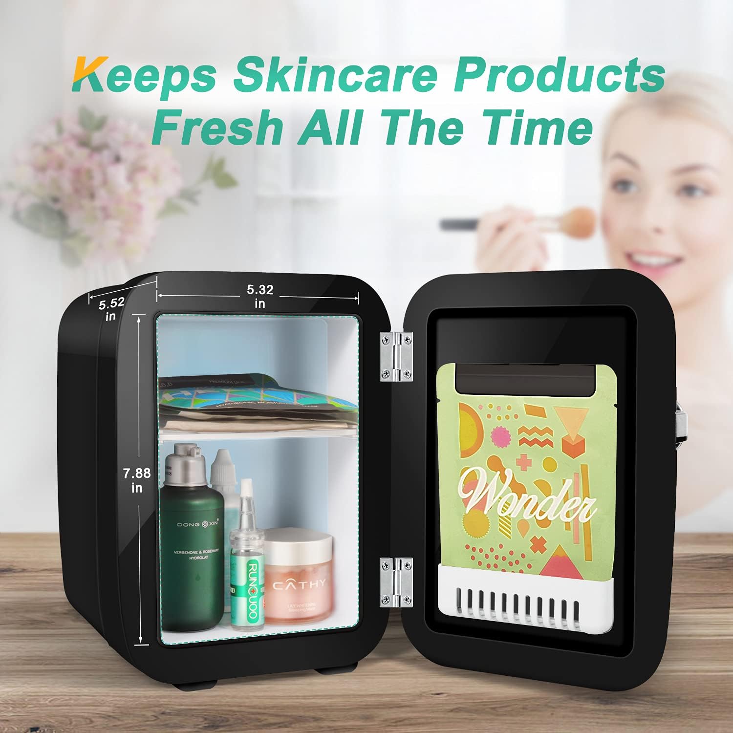 CROWNFUL Mini Fridge, 4 Liter/6 Can Portable Cooler and Warmer Personal Refrigerator for Skin Care, Cosmetics, Beverage, Food,Great for Bedroom, Office, Car, Dorm, ETL Listed (Black): Automotive