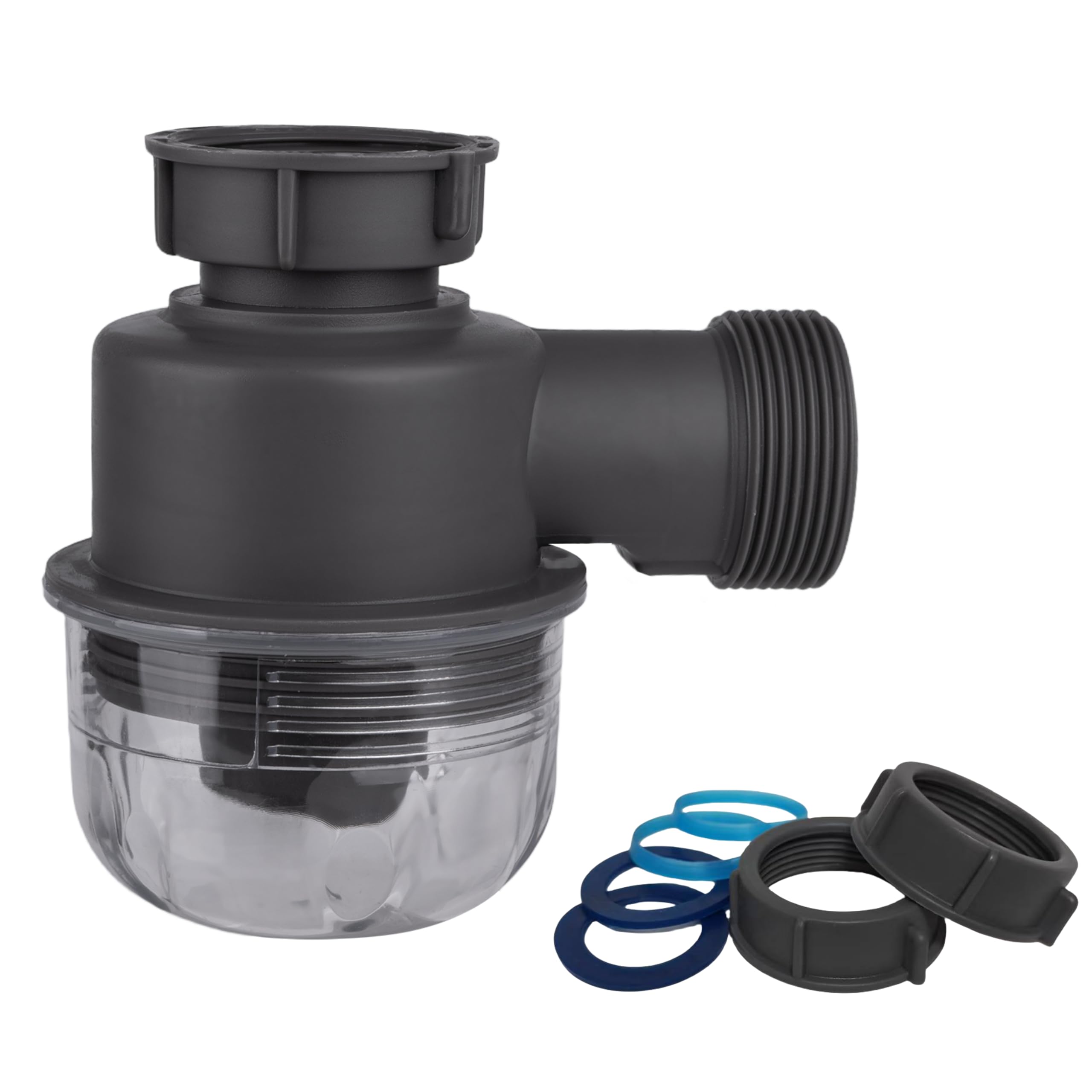 Photo 1 of 1-1/2"×1-1/2" Clear Removable Bottle Trap, P-Trap Replacement, Easy Cleaning, for Kitchen, Bathroom & Garbage Disposal Sink Drain (Grey-Female)