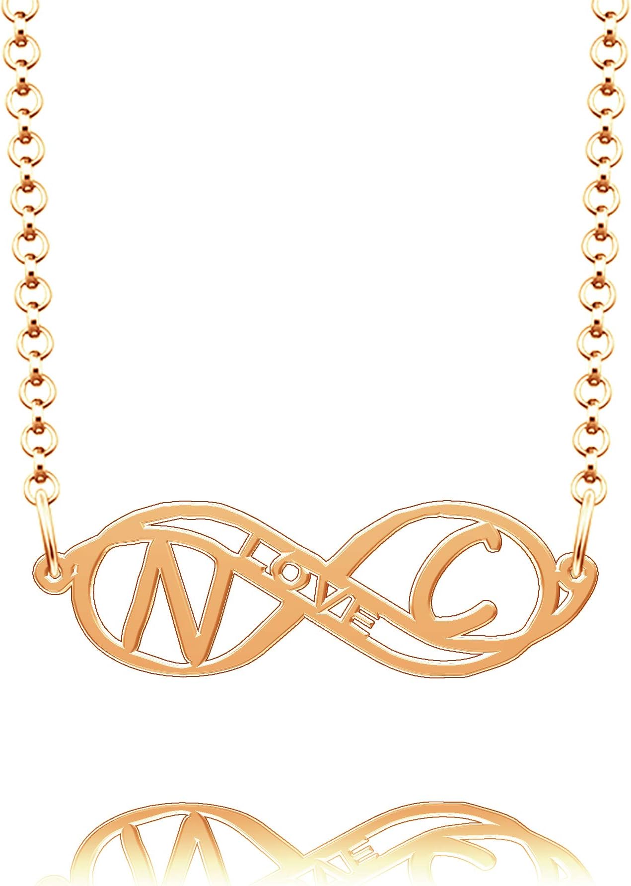 CLY JewelrySterling Silver Infinity Love Heart Initial Monogram Personalized Custom Made Name Necklace of Best Gift