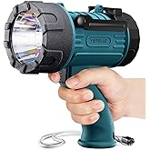 YIERBLUE Rechargeable Spotlight Flashlight with 1000000 High Lumen LED, IP67 Waterproof Long Running Spot Light searchlight, Impact Resistant Handheld Spotlight with Foldable Stand Red Lens