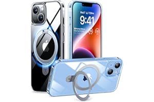 TORRAS Magnetic Kickstand for iPhone 13/ iPhone 14 Case [Compatible with MagSafe][Sturdy & Versatile Stand] Military-Grade Shockproof Translucent Slim Protective Anti-Fingerprint Anti-Scratch, Clear