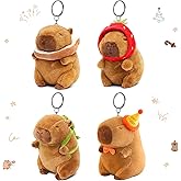 Mushplushies 4PC Capybara Plush Keychain, Cute Small Capybara Mini Stuffed Animal. Valentines Day Gifts for Kids Birthday Party Favors Decorations.