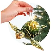 Christmas Ornaments - Home Decor - Unique Nautical Christmas Ornament Hand-painted Green Sea Turtle - Best for Tree Hanging, Bathroom Decorations, Stocking Stuffers, Scuba Lovers and Ocean Enthusiasts
