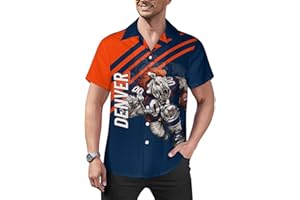 DIYBA4S Men's Football Shirt City Mascots Cuban Neck Shirts Hawaii Short Sleeve Game Day Gifts for Fans Men S-2XL
