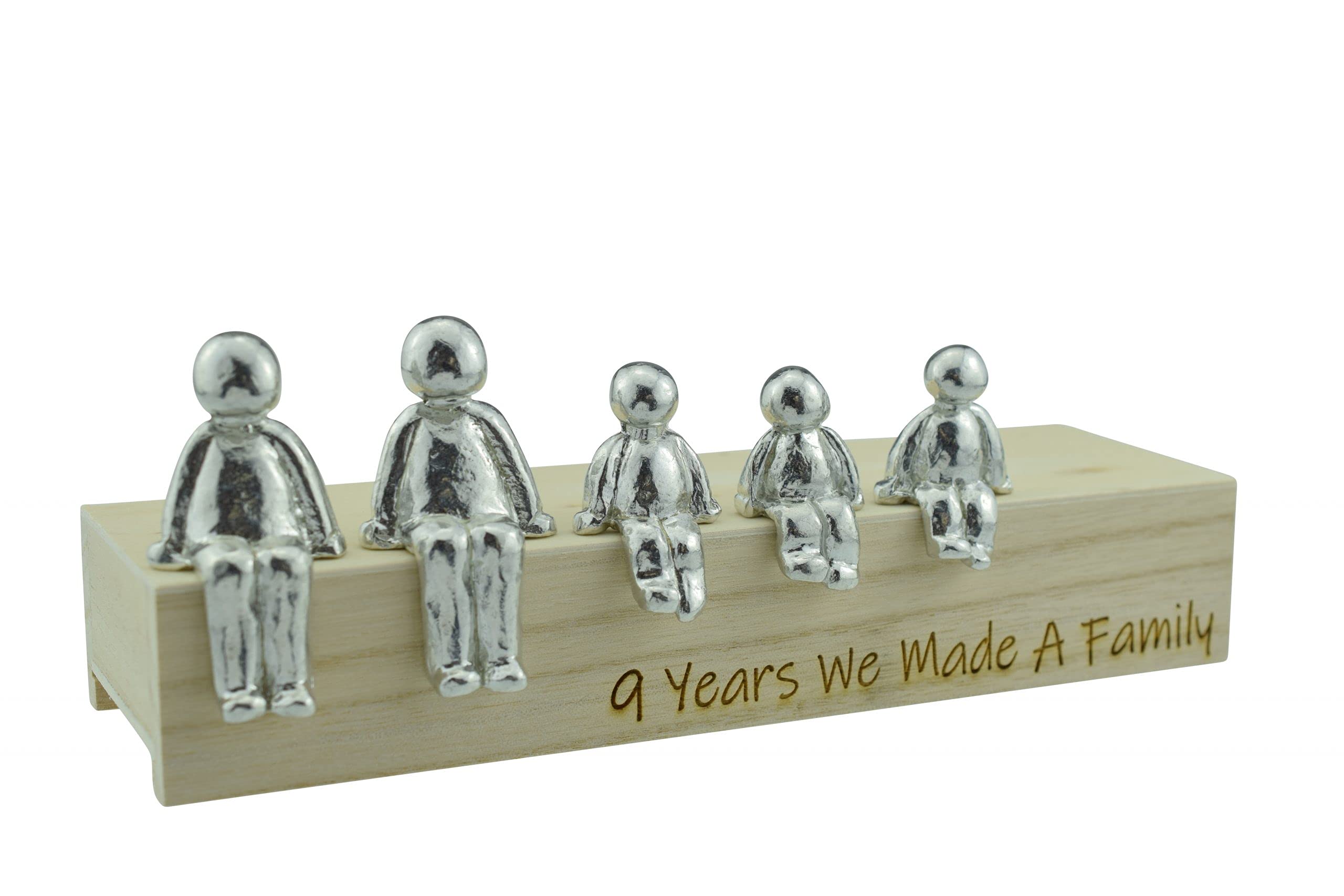 Pirantin 9th Anniversary Idea - 9 Years We Made A Family Metal Ornament - Choose Your Family Combination Box & Woodgrain May Vary(3 Children)