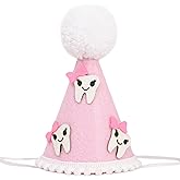 DSAANE My Tooth Party Hat - Tooth Fairy Birthday Decoration, Tooth Themed Hair Accessories, Pink White Tooth Fairy Party Crown, Sweet Hat For Birthday Photo Booth Props